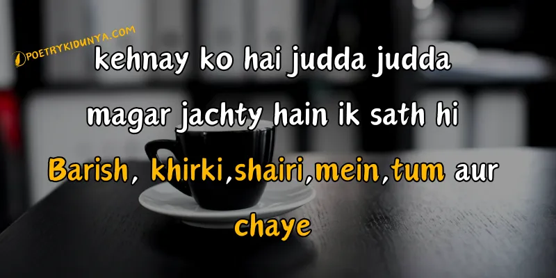 Chai Shayari - Best Tea Poetry in Urdu 2 lines - Chai poetry Barish aur chai poetry in roman english