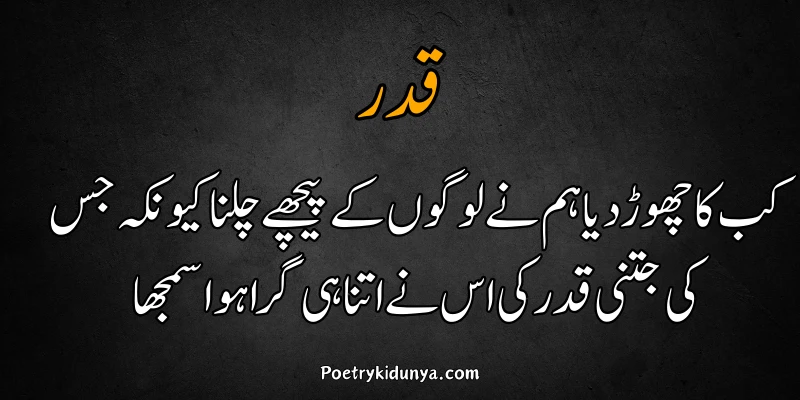Qadar poetry in Urdu 2 lines-Qadar Quotes Sad qadar Urdu poetry