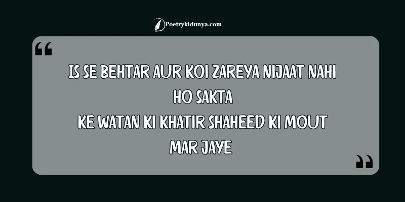 Shaheed poetry in Urdu- Martyrs quotes army soldiers fighting quote in roman english