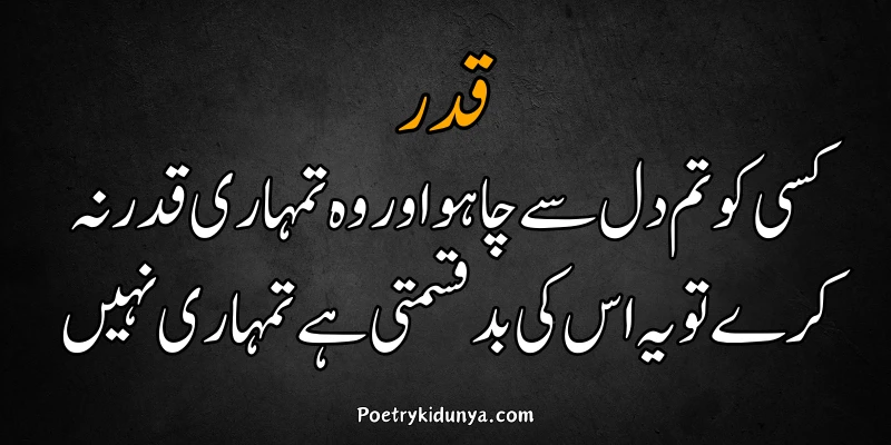 Qadar poetry in Urdu 2 lines-Qadar Quotes mohabbat ki qadar poetry