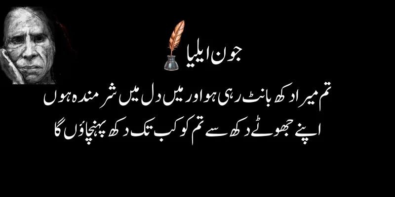 Deep Jaun Elia Sad Poetry in Urdu-John Eliya Shayari sad john elia 2 lines poetry in urdu